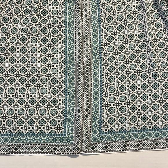 Max Studio Cottagecore Blouse Womens Size 1X Green Blue Keyhole Neck Boho Work - Picture 8 of 16